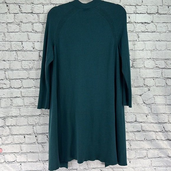 TALBOTS Long Merino Wool Duster Cardigan Lp Hunter Green VGC* - Picture 7 of 7